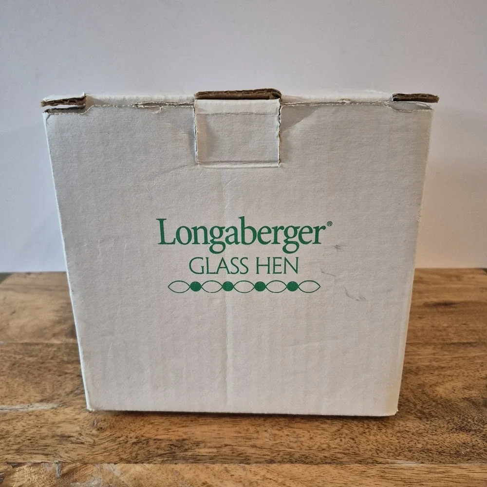Longaberger Pink Glass Hen On Nest Covered Dish Basket Candy Box w/ Original Box